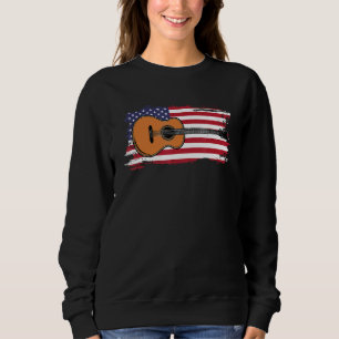 Acoustic Guitar 4th Of July Vintage USA Flag Guita Sweatshirt