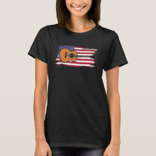 Acoustic Guitar 4th Of July Vintage USA Flag Guita T-Shirt