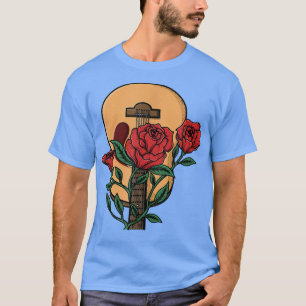 Acoustic guitar and flower Guitarist Musician Gift T-Shirt