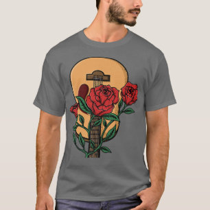 Acoustic guitar and flower Guitarist Musician Gift T-Shirt
