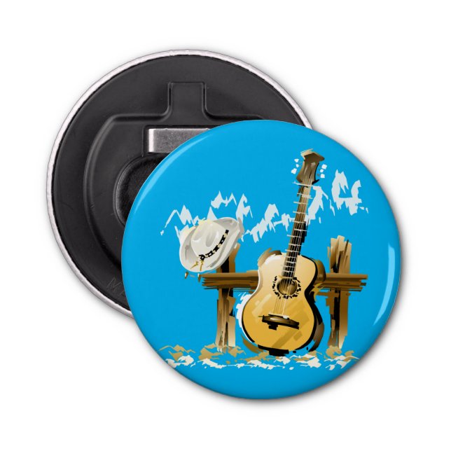 Acoustic guitar and hat bottle opener (Front)