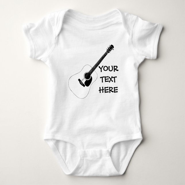 Acoustic Guitar And Your Own Text Baby Bodysuit (Front)
