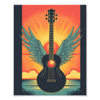 Acoustic guitar art photo print