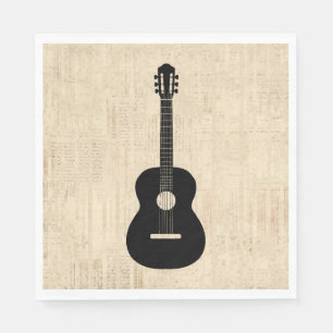 Acoustic Guitar Art Script Background Napkin