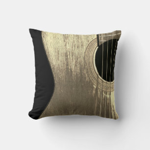 Acoustic Guitar Black and Beige Musical Instrument Cushion