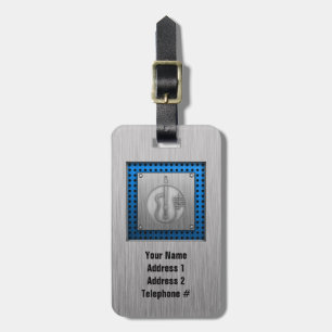 Acoustic Guitar; Brushed metal-look Luggage Tag