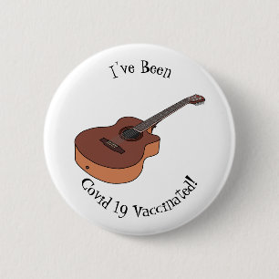 Acoustic guitar cartoon illustration 6 cm round badge