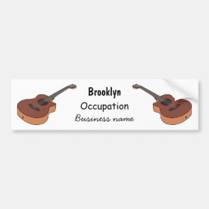 Acoustic guitar cartoon illustration bumper sticker