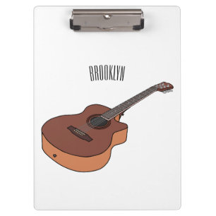 Acoustic guitar cartoon illustration  clipboard