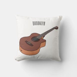 Acoustic guitar cartoon illustration cushion