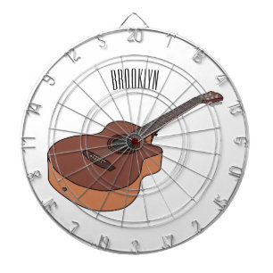 Acoustic guitar cartoon illustration dartboard