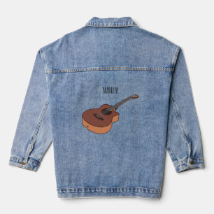 Acoustic guitar cartoon illustration denim jacket