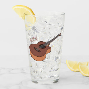 Acoustic guitar cartoon illustration  glass