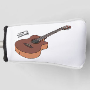 Acoustic guitar cartoon illustration golf head cover