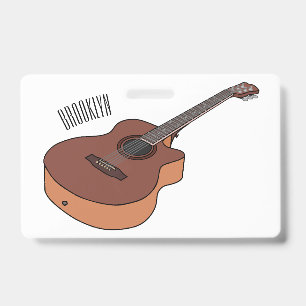 Acoustic guitar cartoon illustration  ID badge