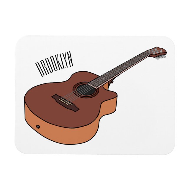 Acoustic guitar cartoon illustration  magnet (Horizontal)