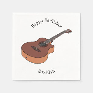 Acoustic guitar cartoon illustration napkin