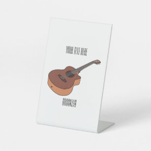 Acoustic guitar cartoon illustration  pedestal sign