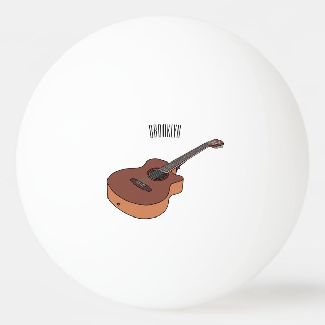 Acoustic guitar cartoon illustration  ping pong ball (Front)
