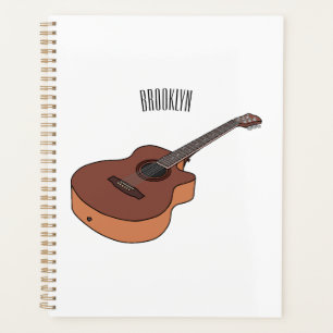 Acoustic guitar cartoon illustration  planner