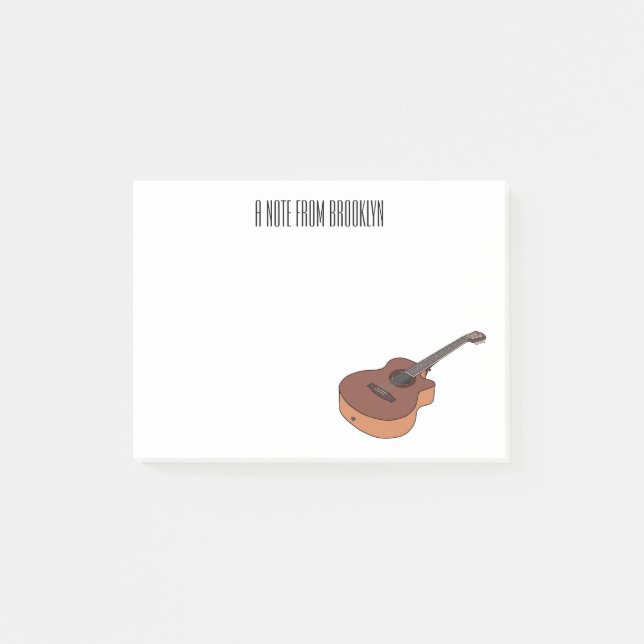 Acoustic guitar cartoon illustration  post-it notes (Front)