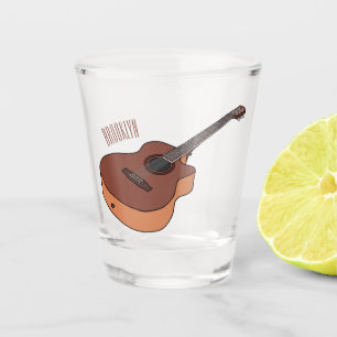 Acoustic guitar cartoon illustration  shot glass