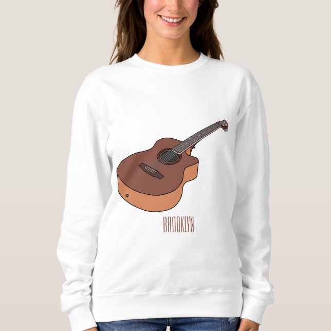 Acoustic guitar cartoon illustration  sweatshirt (Front)