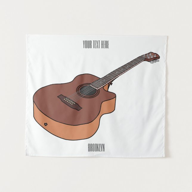 Acoustic guitar cartoon illustration  tapestry (Front (Horizontal))