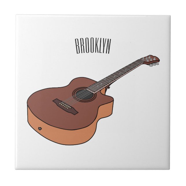 Acoustic guitar cartoon illustration  tile (Front)