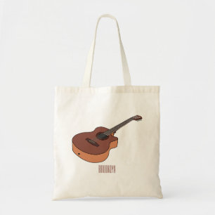 Acoustic guitar cartoon illustration  tote bag