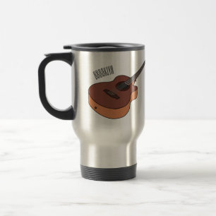 Acoustic guitar cartoon illustration  travel mug