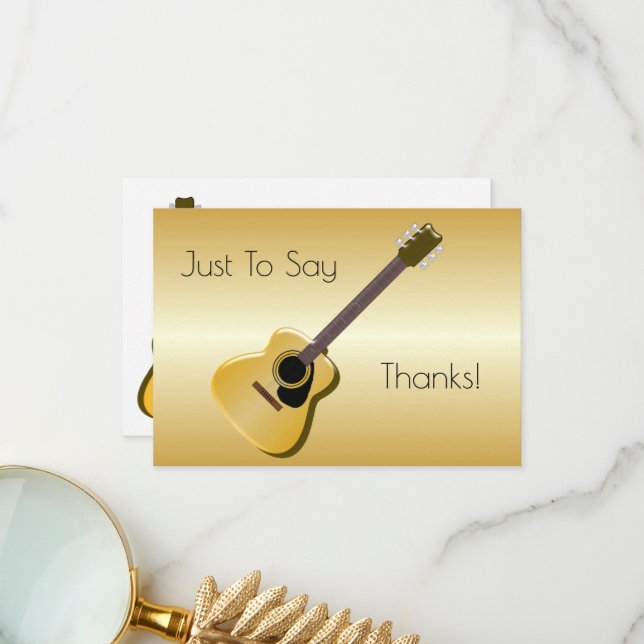 Acoustic Guitar Design Personalised Thank You Card (Front/Back In Situ)