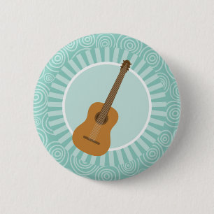 Acoustic Guitar Fun Turquoise Swirl Music 6 Cm Round Badge