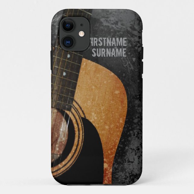 Acoustic Guitar Grey Grunge Custom iPhone 5 Case-Mate iPhone Case (Back)