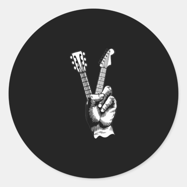 Acoustic Guitar Guitarist Bass Player Musician Classic Round Sticker (Front)