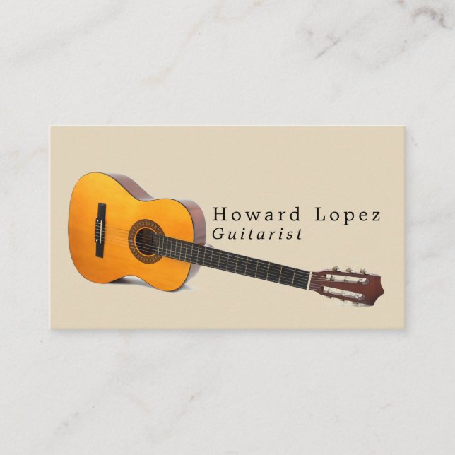 Acoustic Guitar, Guitarist, Professional Musician Business Card (Front)