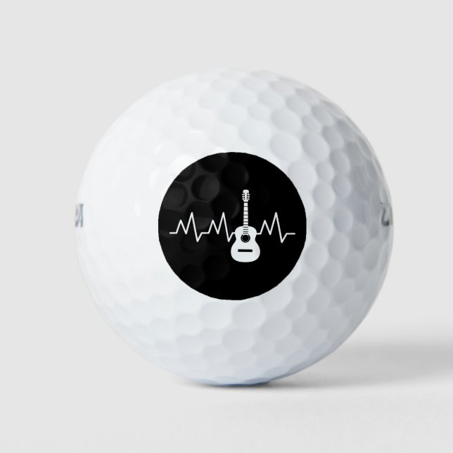 Acoustic Guitar Heart Beat Golf Balls (Front)