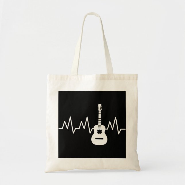 Acoustic Guitar Heart Beat Tote Bag (Front)