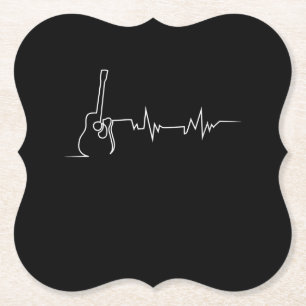 Acoustic Guitar Heartbeat Cool Gift For Guitar Paper Coaster