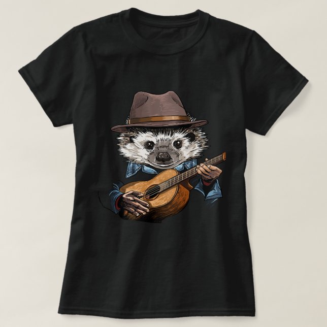 Acoustic Guitar Hippopotamus Guitar Player Safari  T-Shirt (Design Front)