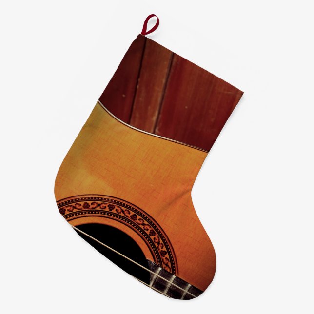 Acoustic Guitar Large Christmas Stocking (Front (Hanging))
