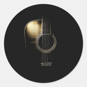 Acoustic Guitar Lite Classic Round Sticker