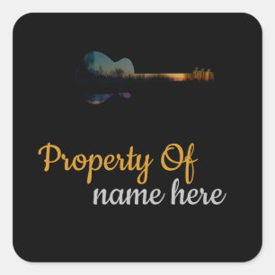 Acoustic Guitar Logo Personalised  Square Sticker