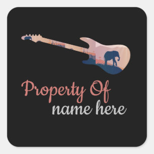 Acoustic Guitar Logo Personalised  Square Sticker