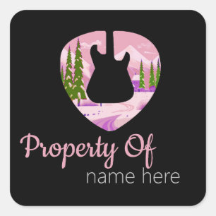 Acoustic Guitar Logo Personalised Square Sticker
