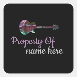 Acoustic Guitar Logo Personalized  Square Sticker