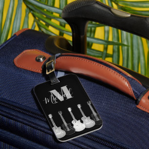Acoustic guitar monochromatic guitarist Monogram Luggage Tag
