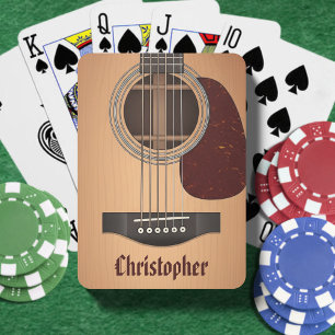 Acoustic Guitar Musician Guitarist Tan Brown Playing Cards