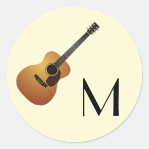 Acoustic Guitar Musician Music Teacher Classic Round Sticker