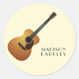 Acoustic Guitar Musician Music Teacher Classic Round Sticker
